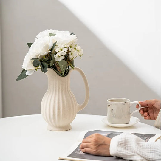 Marina European Minimalism: White Pot-shaped Ceramic Vase