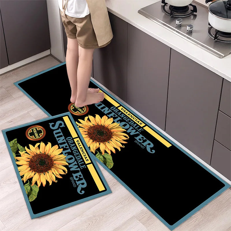 American Style Garden Flower Printed Floor Mat Kitchen Carpet Bedroom Bathroom Waterproof Oil Resistant Dirt Resistant Floor Mat