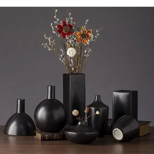 Makenzie Black Series Ceramic Vase: A Modern Touch for Your Home