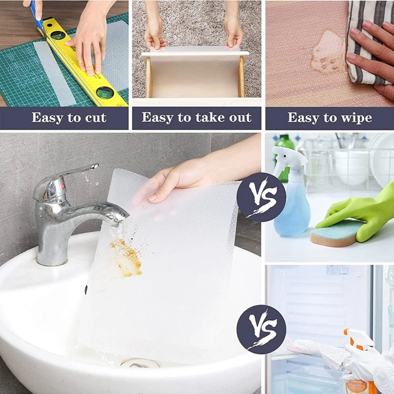 Shelf Liners Transparent Non-Slip Waterproof EVA Cupboard Cabinet Pad Drawer Table Mat Anti-Fouling Anti-Moisture for Kitchen