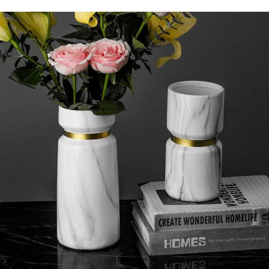 Jaliyah Marbling Ceramic Hydroponic Vase Set