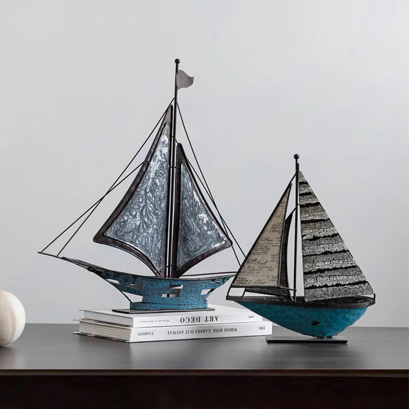 Riley's Retro Sailboat Model - Nautical Home Decor