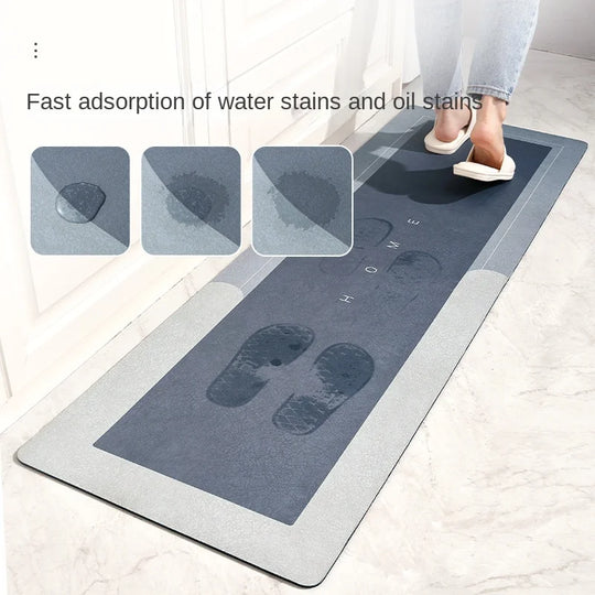 Kitchen Floor Mat Waterproof Anti-Slip Mats Super Absorbent Bath Pad Kitchen Mats Wipeable Wash Long Strip Carpet Entrance Door