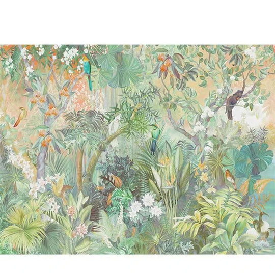 Emily's Custom Tropical Rainforest Mural Wallpaper