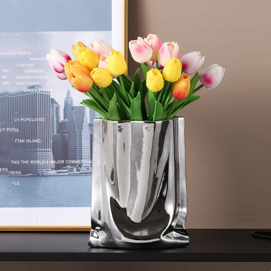 Mina Silver Ruffled Flower Vase