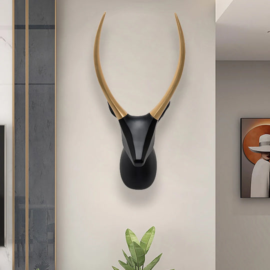 Sophia's Black Deer Resin Statue Room Wall Decoration