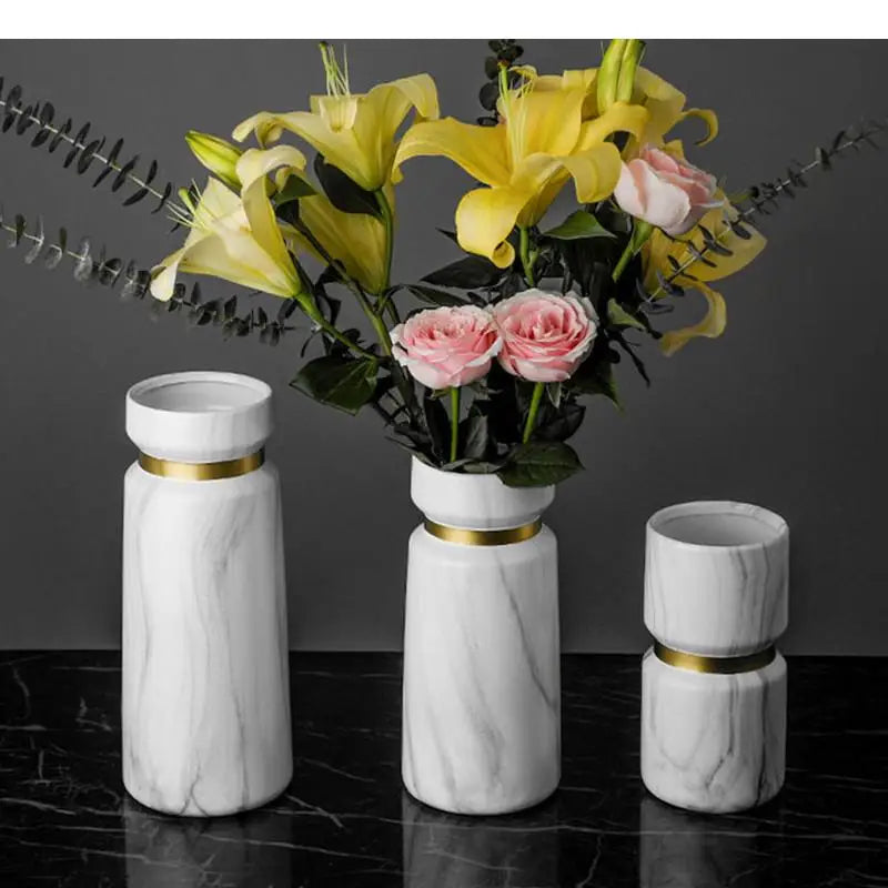 Jaliyah Marbling Ceramic Hydroponic Vase Set