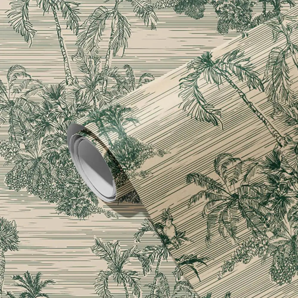 Olivia's Retro Jungle Green Home Decoration Wallpaper