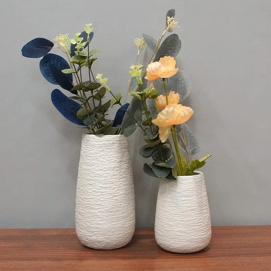 Nellie White Stoneware Ceramic Vase Set