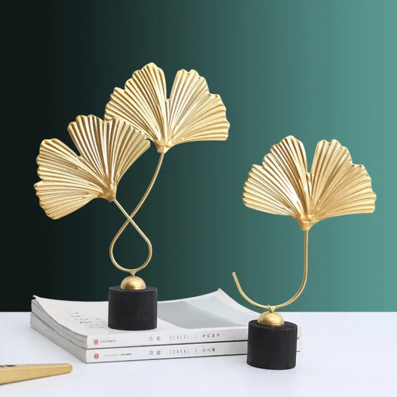 Luciana Nordic Gold Ginkgo Leaf Crafts: Luxury Living Room Decor