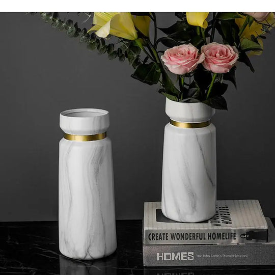 Jaliyah Marbling Ceramic Hydroponic Vase Set