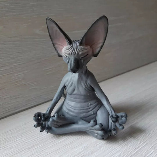 Everly's Meditation Yoga Happy Cat Whimsical Buddha Sphinx Cat Statue