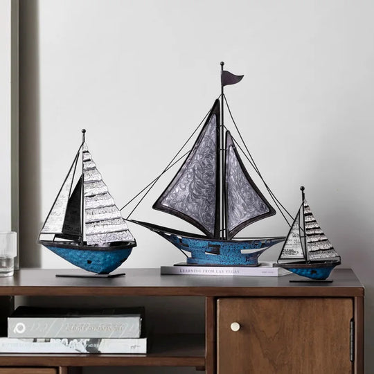 Riley's Retro Sailboat Model - Nautical Home Decor