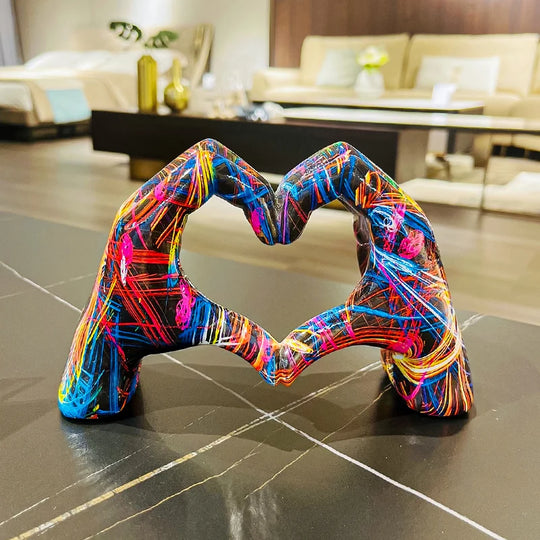 Zoey's Graffiti Resin Heart Gesture Sculpture