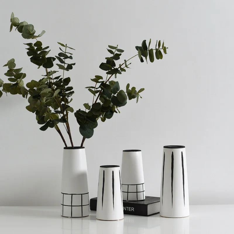 Amirah, Nordic Monochrome Ceramic Vase: A Modern Touch for Any Space