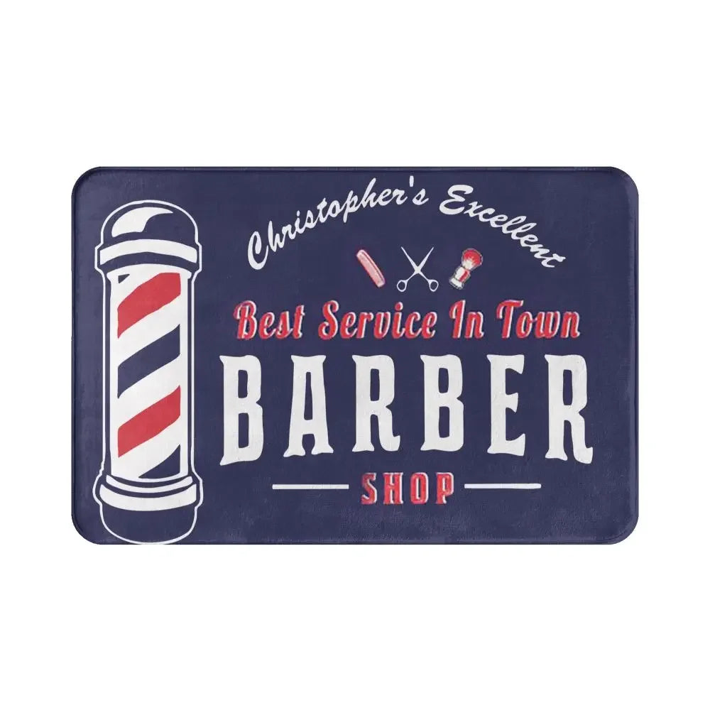 Barber Shop Sign Entrance Doormat Decor Non-Slip Welcome Mats for Home Kitchen Washable Bathroom Floor Mat Balcony Rugs