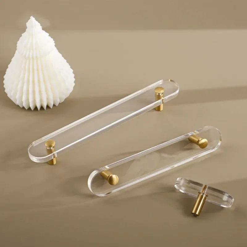 Love Minimalist Acrylic Flat Brass Handle