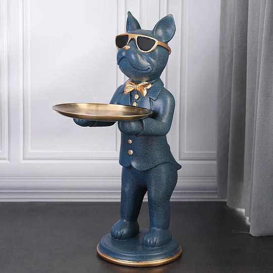 Audrey's 67cm Floor French Bulldog Butler with Tray Sculpture