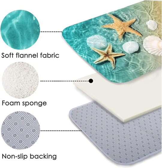 Beach Starfish Scallop Kitchen Floor Mat Living Room Bedroom Decor Carpet Home Hallway Entrance Doormat Balcony Bathroom Mat