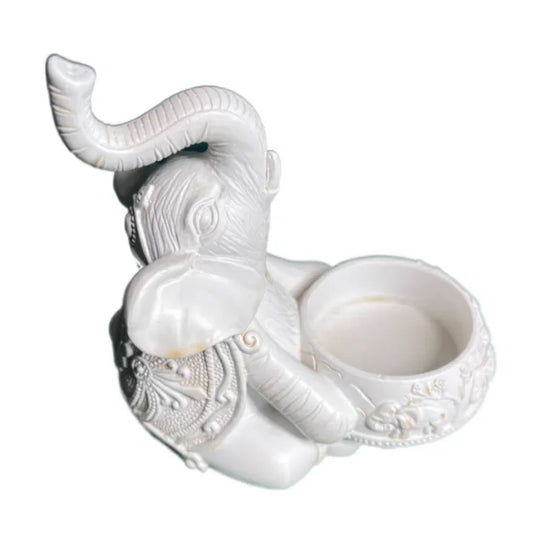 Everlee Elephant Trunks Up Sculpture Tealight Candle Holder