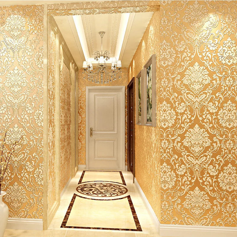 Lily's White Yellow 3D Embossed Flower Mural Wallpaper