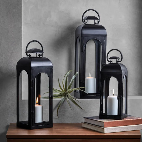 Adelina Metal Candle Holder Lantern - Black (Medium)