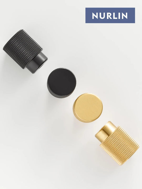 Savanna Nurlin New Solid Brass Knurling Brushed Cross Cabinet Knobs Furniture Handles Black Gold Brass Antique Brass