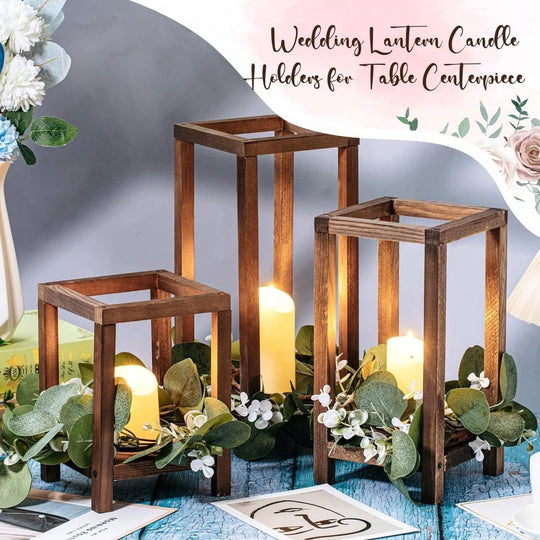 Michelle Candle Holder Gift-giving Centerpiece Wooden Lantern Candlesticks