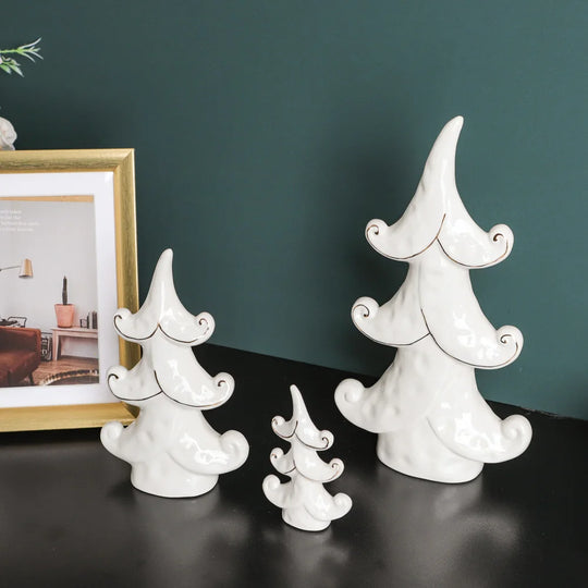 Nora Winter Christmas Decorations Nordic Style Ceramic Tree Figurines: Embrace the Holiday Spirit