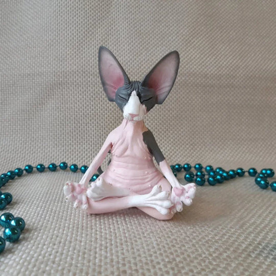 Everly's Meditation Yoga Happy Cat Whimsical Buddha Sphinx Cat Statue