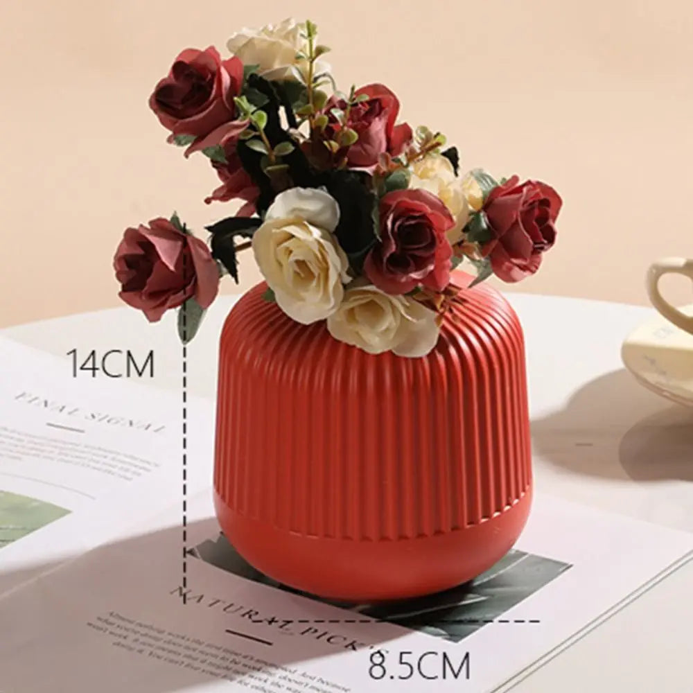 Aleena Imitation Ceramic Flower Vase Solid Color Nordic Style Flower Pot Basket