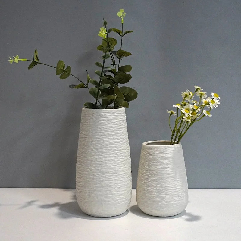 Nellie White Stoneware Ceramic Vase Set