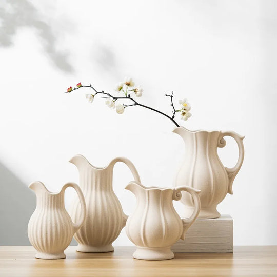 Marina European Minimalism: White Pot-shaped Ceramic Vase