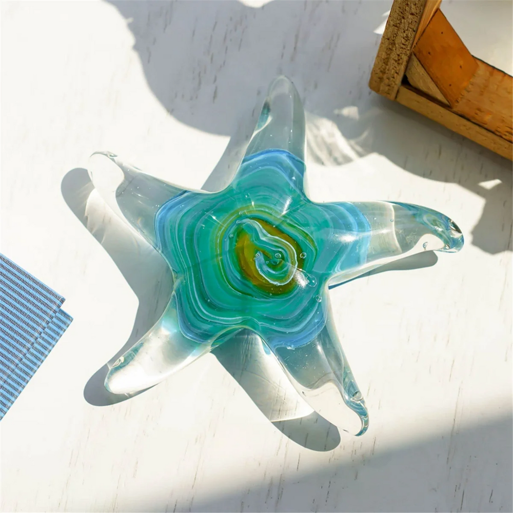 Legacy Crystal Handmade Glass Blown Table Decor, Starfish Figurine