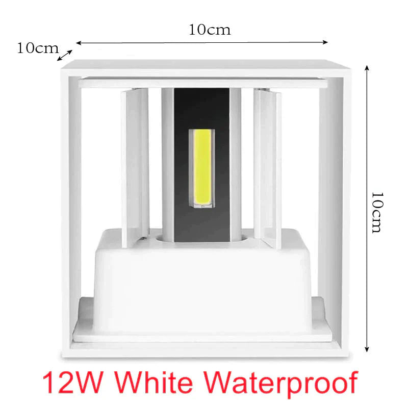 12W Dimmable COB Modern Brief Cube Adjustable Surface Mounted LED Wall Lamp Outdoor Waterproof Wall Light Garden Light Sconce