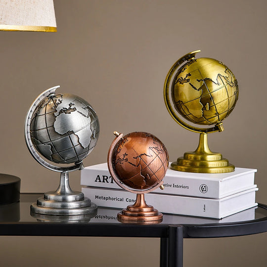 Aria's Luxury Metal Globe Desk Sculpture