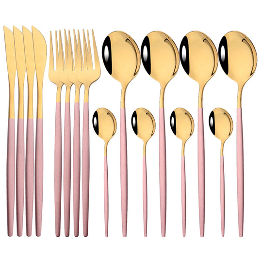 Laura 16-Piece Pink Gold Dinnerware Set