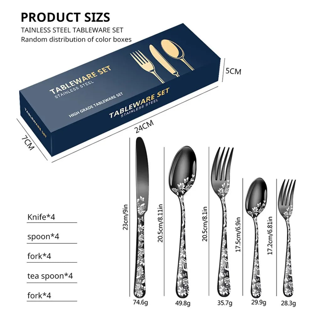 Mariah 20-Piece Patterned Stainless Steel Tableware Set