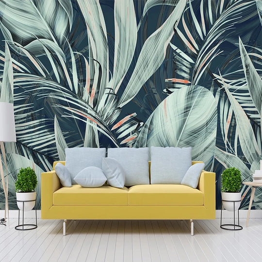 Lily's Pastoral Style Tropical Rainforest Banana Leaf Coconut Tree 3D Photo Wallpaper