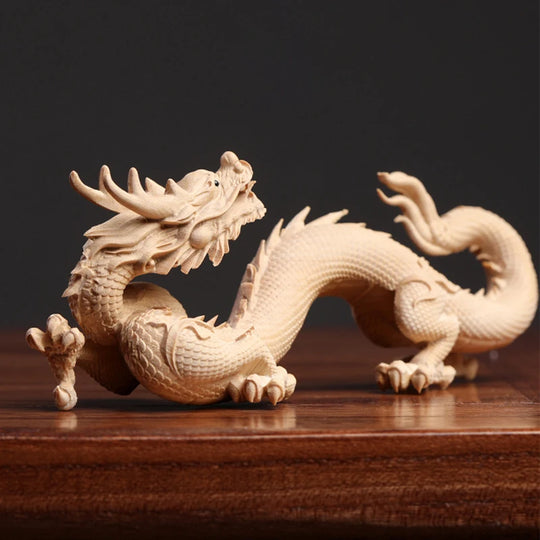 Grace's Boxwood Zodiac Dragon Wood Sculpture Decorations - Specifications