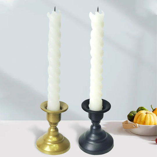 Serena's Black and Gold Candle Holder Candlesticks for Dining and Living Rooms