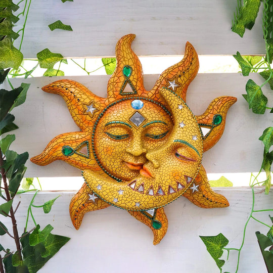 Avery Colorful Metal Celestial Mosaic Sun and Moon Wall Hanging: Enhance Your Space