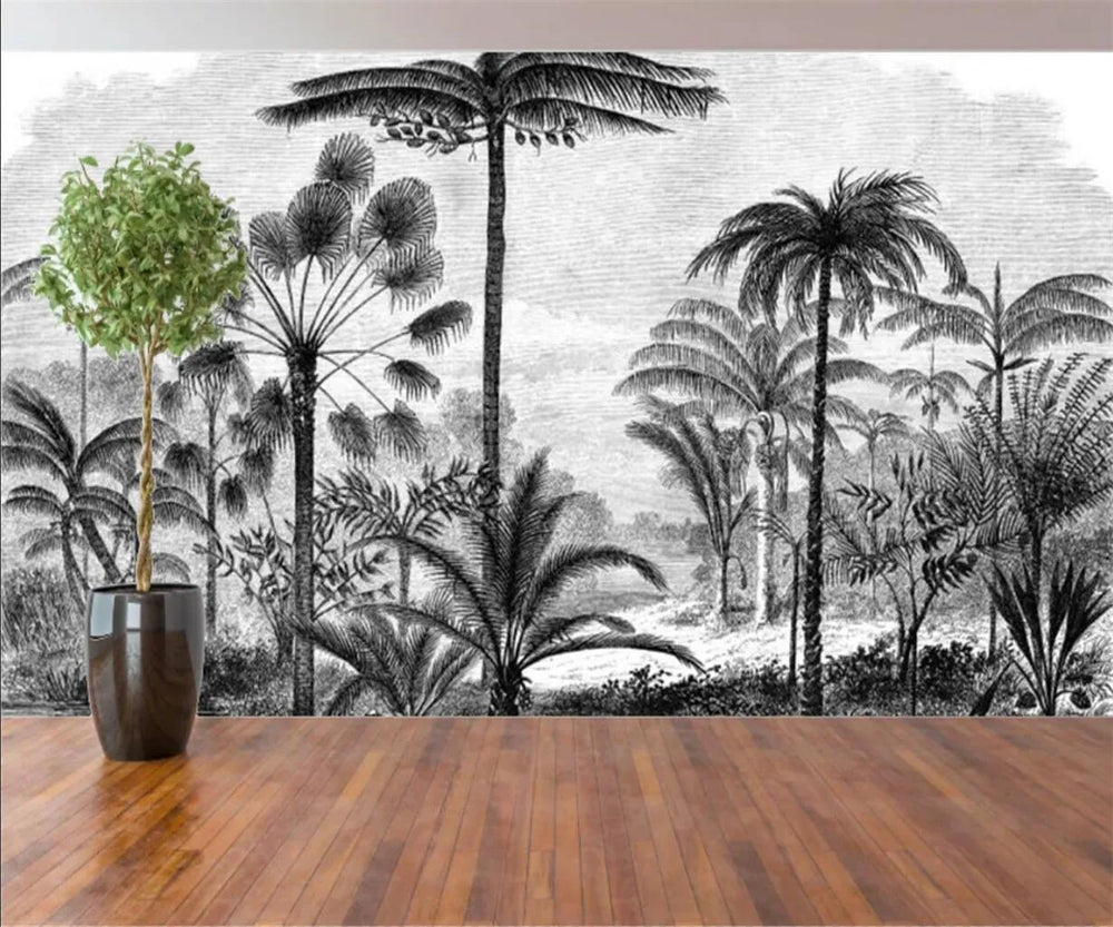 Mila's Custom Southeast Asian Black and White Tree 3D Wallpaper