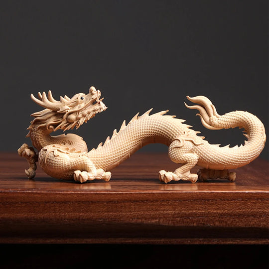 Grace's Boxwood Zodiac Dragon Wood Sculpture Decorations - Specifications