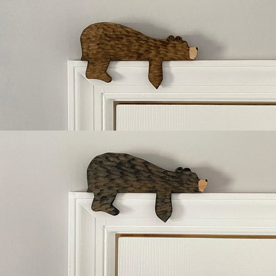 Ella's 2pc Wooden Bear Door Topper Door Sculpture