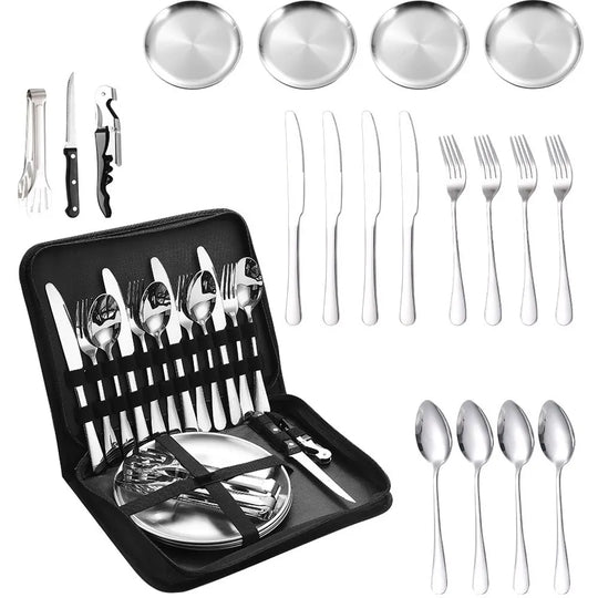 Alessia Camping Silverware Kit Cutlery Organizer Utensil Picnic Set