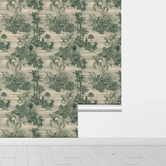 Olivia's Retro Jungle Green Home Decoration Wallpaper