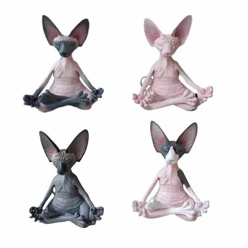 Everly's Meditation Yoga Happy Cat Whimsical Buddha Sphinx Cat Statue