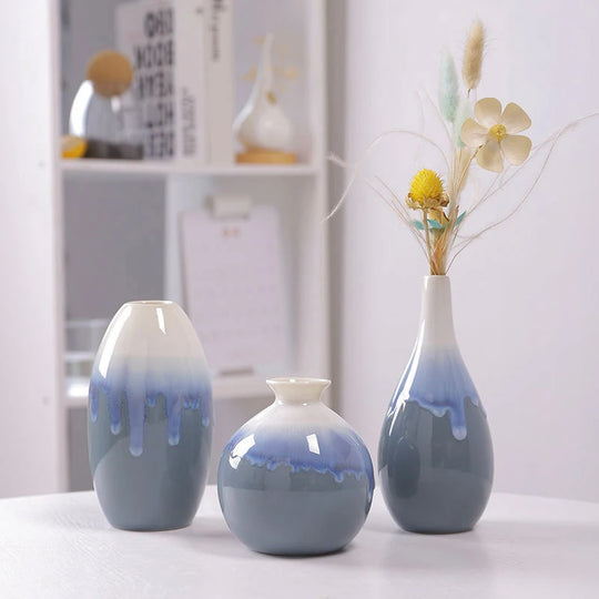 Maliyah Flowing Glaze Ceramic Vase: Minimalist Elegance