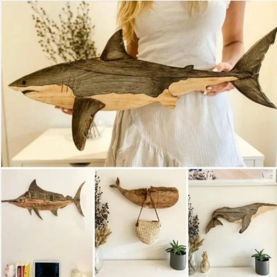 Clara's Rustic Wooden Fish Decorative Sculpture